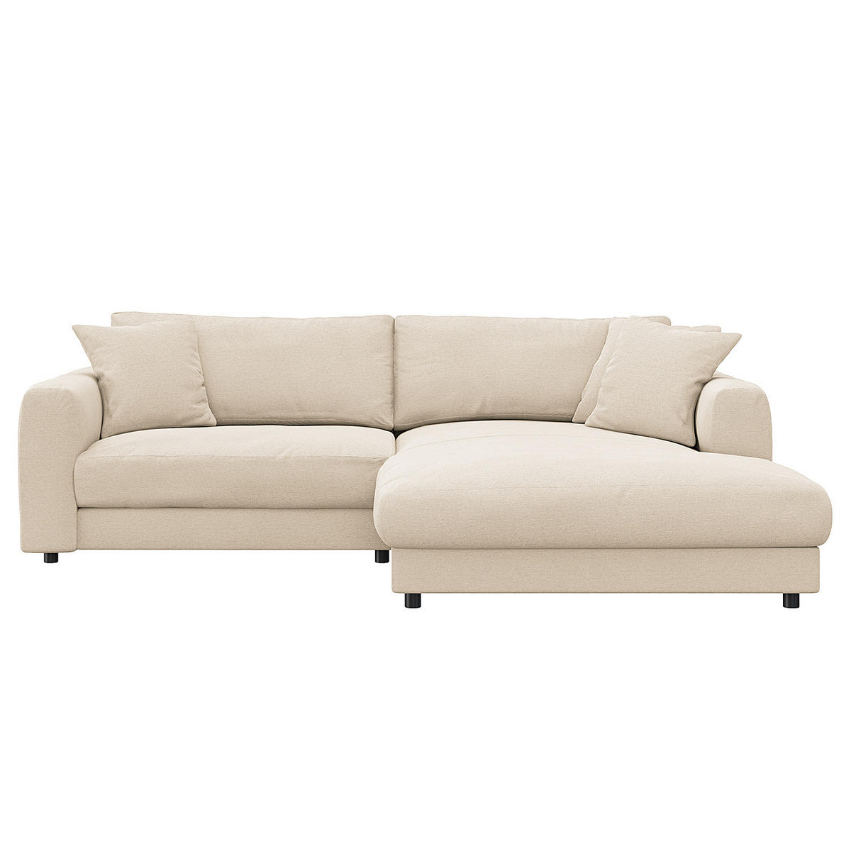 ECKSOFA mit Longchair - Beige/Schwarz, Kunststoff/Textil (238/183cm) - home24