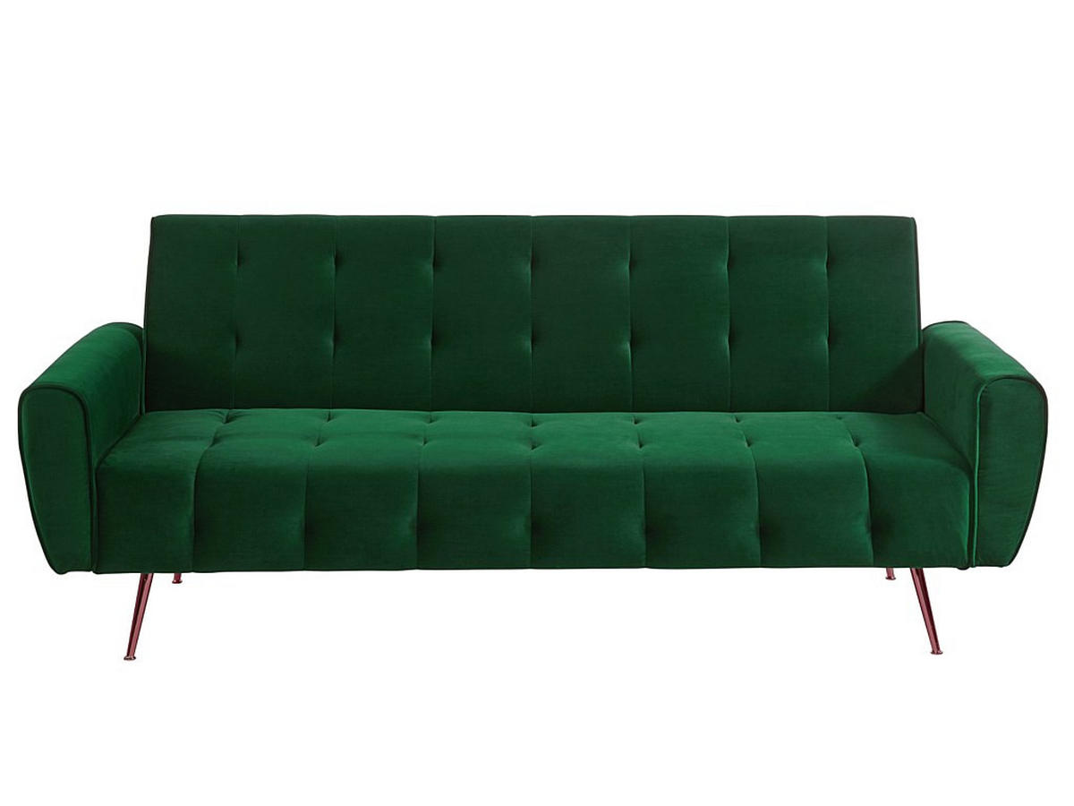 SCHLAFSOFA Klappsofa 3-Sitzer - Samt - Tannengrün - POLANI - Grün, Textil (209/83/83cm) - Vente-Unique