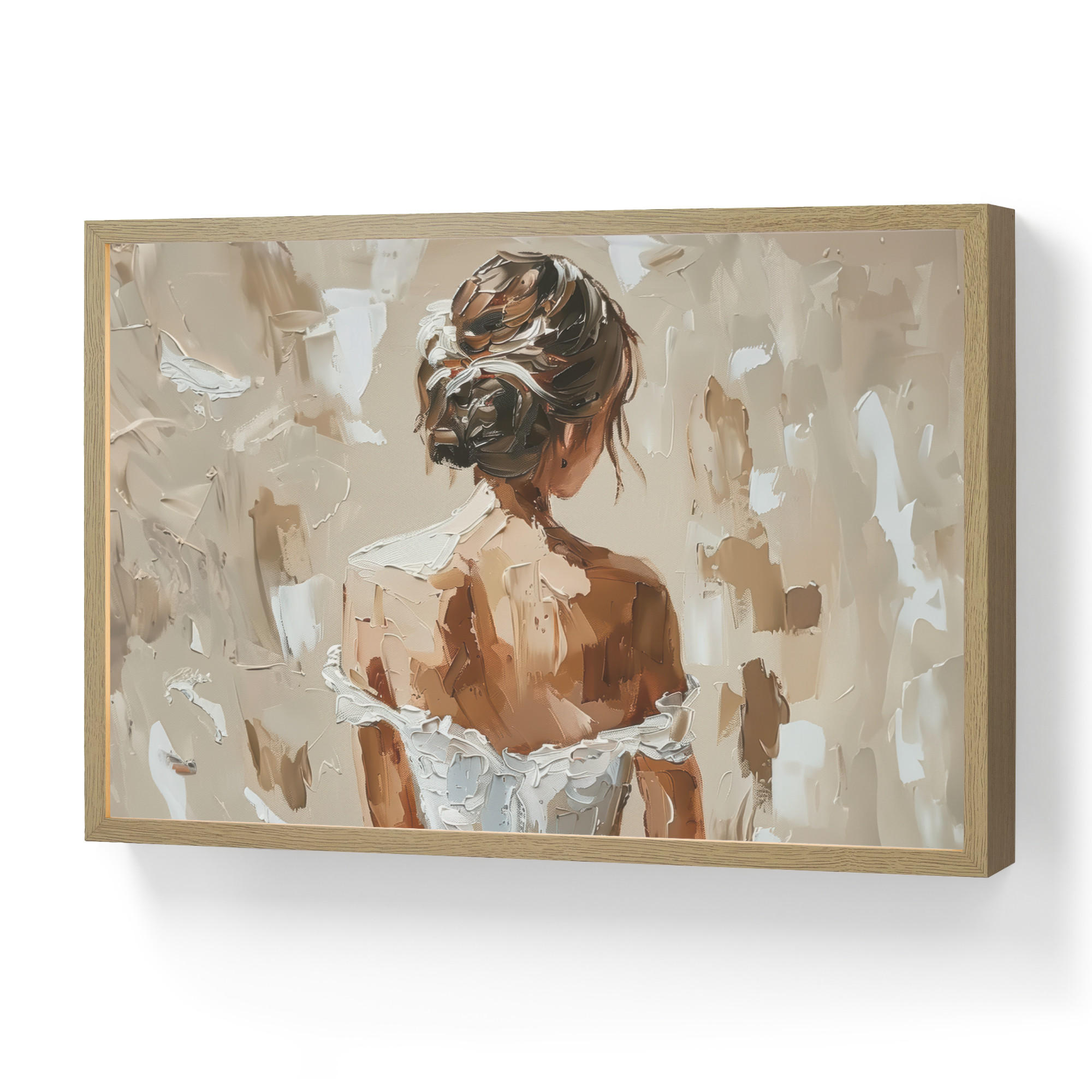 NÁSTĚNNÁ LAMPA S AKUMULÁTOREM Žena - malba - abstraktní - béžová - moderní 60x40 cm - světle hnědá, kompozitní dřevo (60/40/8cm) - OnlyWow