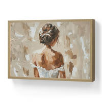 NÁSTĚNNÁ LAMPA S AKUMULÁTOREM Žena - malba - abstraktní - béžová - moderní 60x40 cm - světle hnědá, kompozitní dřevo (60/40/8cm) - OnlyWow