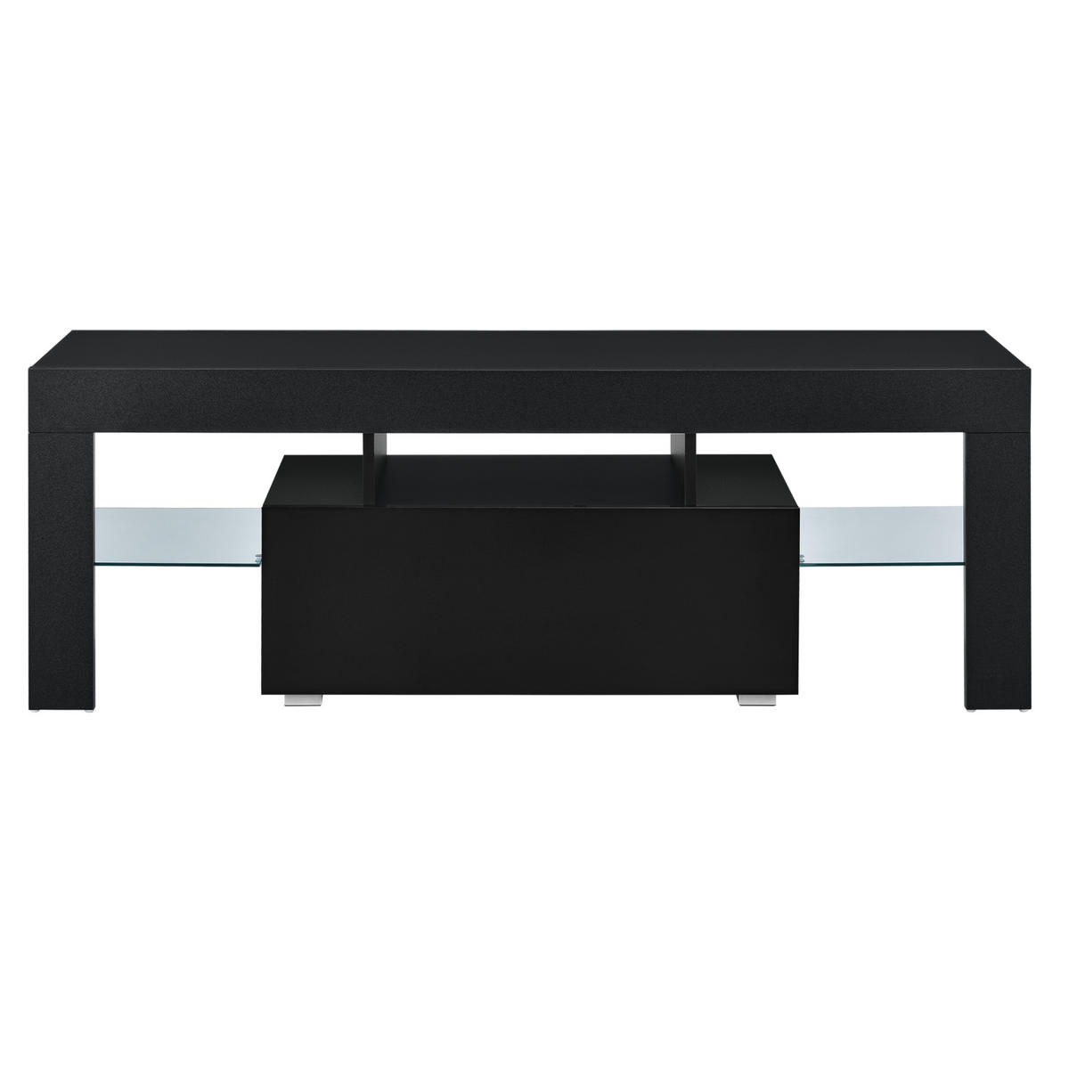 TV-ELEMENT Grimsey - Schwarz Hochglanz, Glas/Holzwerkstoff (130/45/35cm) - [en.casa]