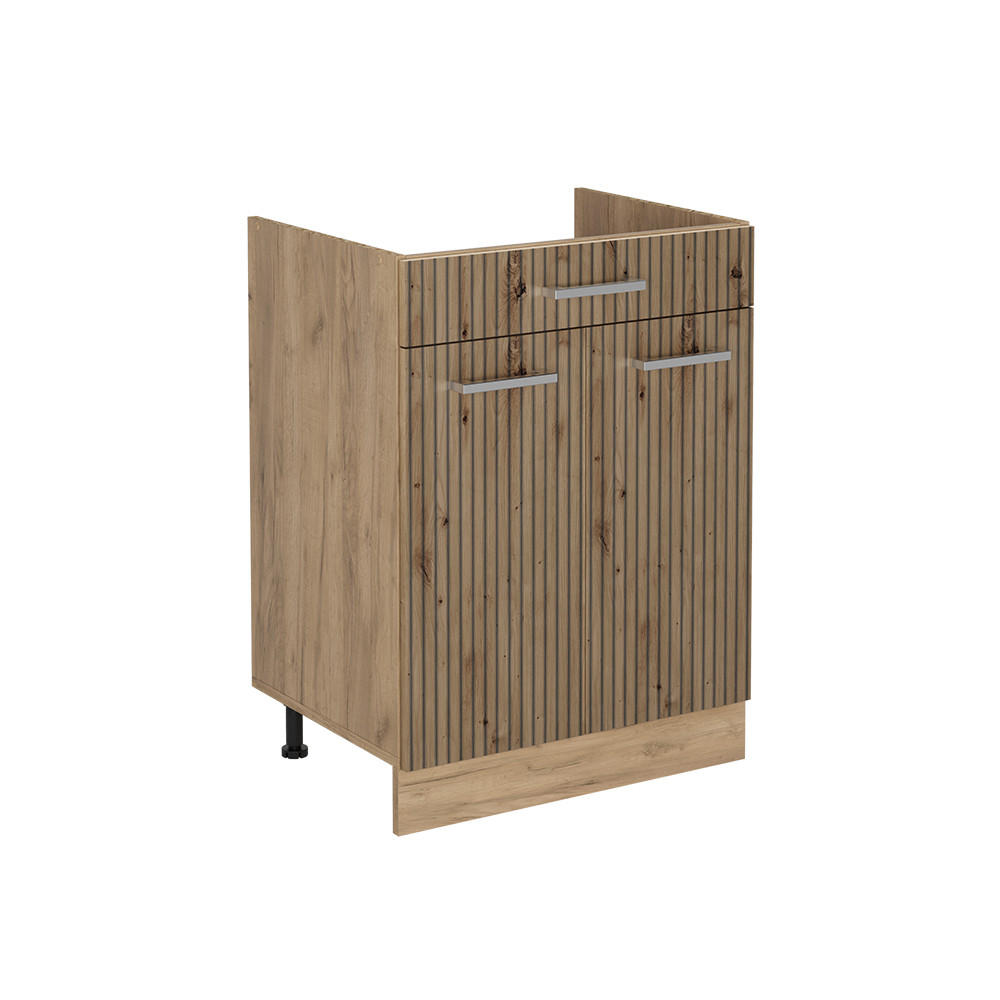 KÖKSUNDERSKÅP R-Line, Hantverks ek/Goldkraft ek, 60 cm med låda utan bänkskiva Ek Artisan, Honungsek 81.6/60/46 cm