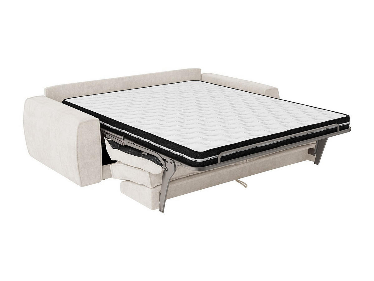 SOFA 4-Sitzer Schlafsofa Express - Chenille-Stoff Beige - Liegefläche 160 cm - Matratze 13 cm - VOMERA - Beige, Textil (220/88/100cm) - Vente-Unique