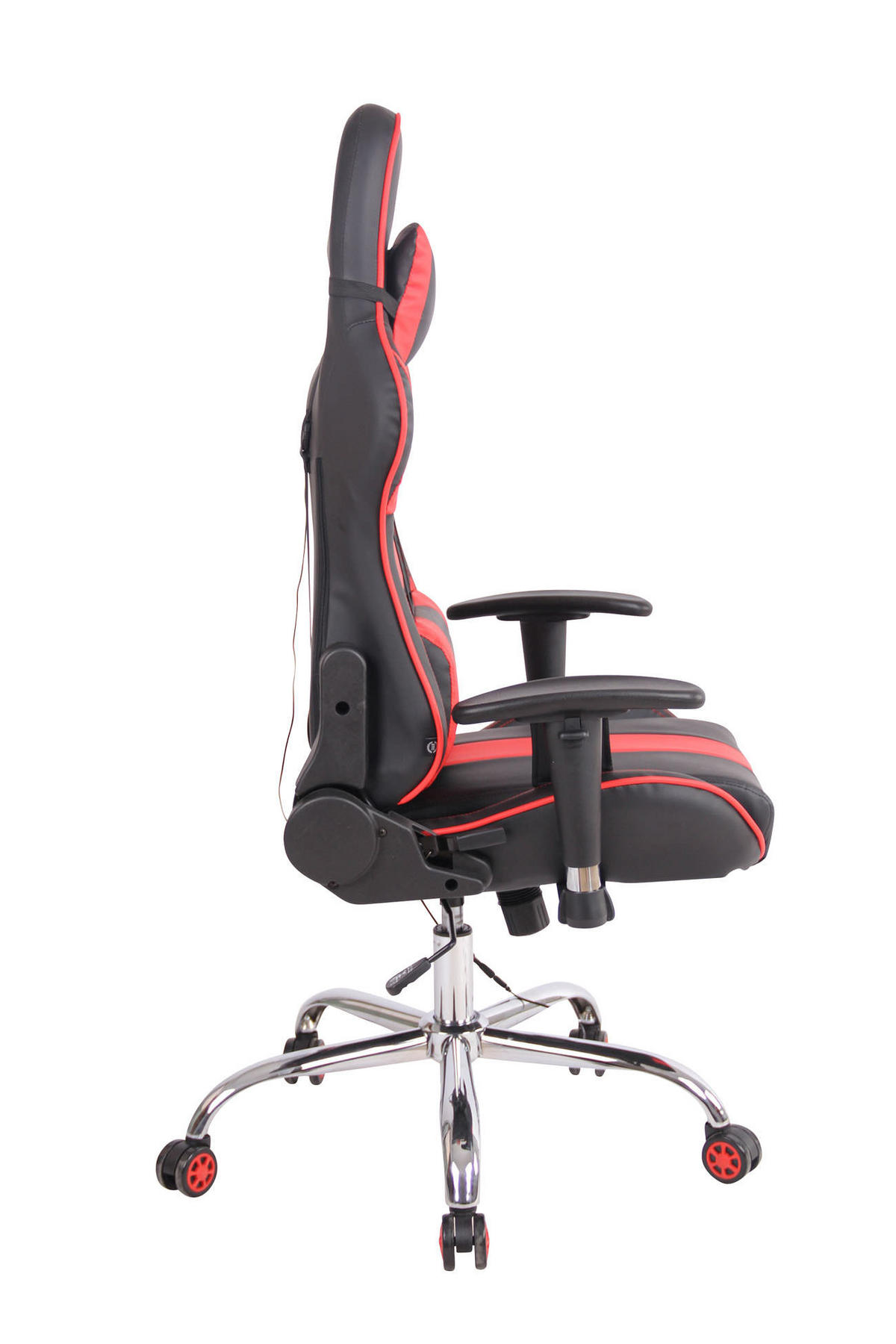 CHEFSESSEL Lederlook schwarz/rot - Rot/Schwarz, Textil/Metall (67/128/51cm) - CLP