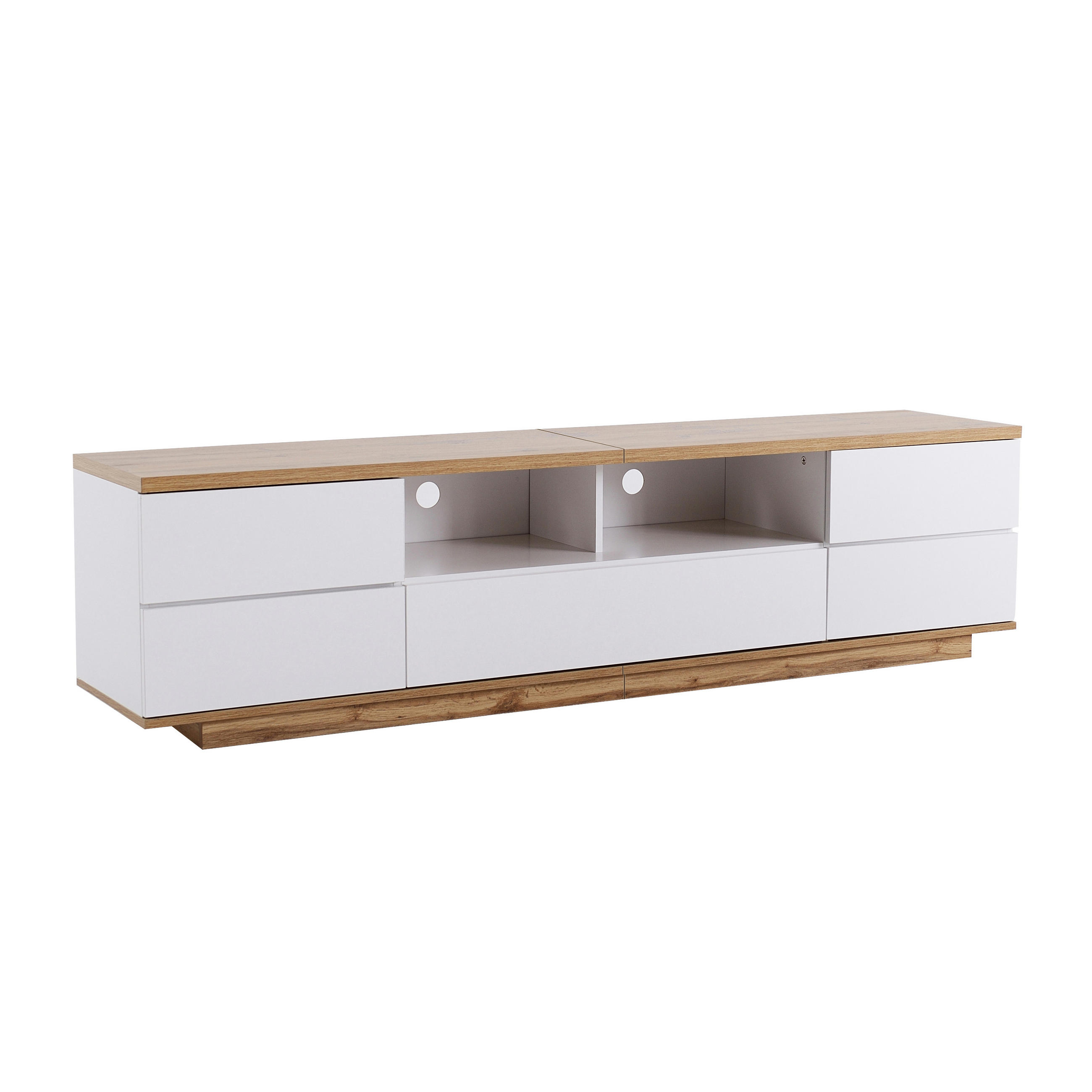 TV-SCHRANK 180 cm in Weiß & Holz-Optik Modernes Color-Block-Design - Weiß, Holzwerkstoff (180/46/38cm) - Urban Meuble