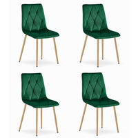 ESSZIMMERSTUHL 4-er Set TYRA dunkelgrüner Sitz, Beine in Holzfarbe - Dunkelgrün/Eichefarben, Textil (44.5/87/54.5cm) - Valora