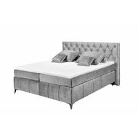 BOXSPRINGBETT 180 x 200 cm – 7‑Zonen-Tonnentaschen-Federkernmatratze, HR‑30 Topper, Samtoptik - Blau/Anthrazit, Kunststoff/Textil (180/200cm) - ed exciting design