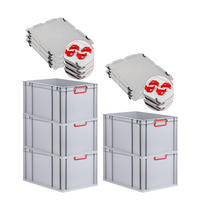 EUROBOX 5x Nextgen Color Mit Auflagedeckel 32x40x60cm Griffe Rot Geschlossen - Rot, Kunststoff (40/32/60cm) - PROREGAL