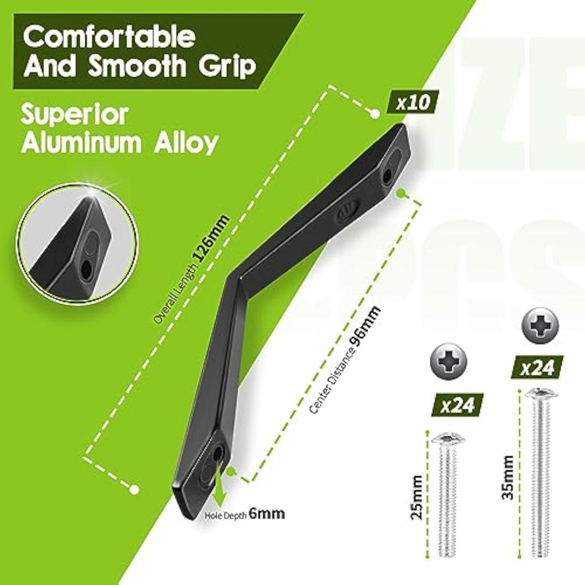 MÖBELGRIFF Schwarz 10er-Set 96 mm - Schwarz, Metall (1/3/12.6cm)