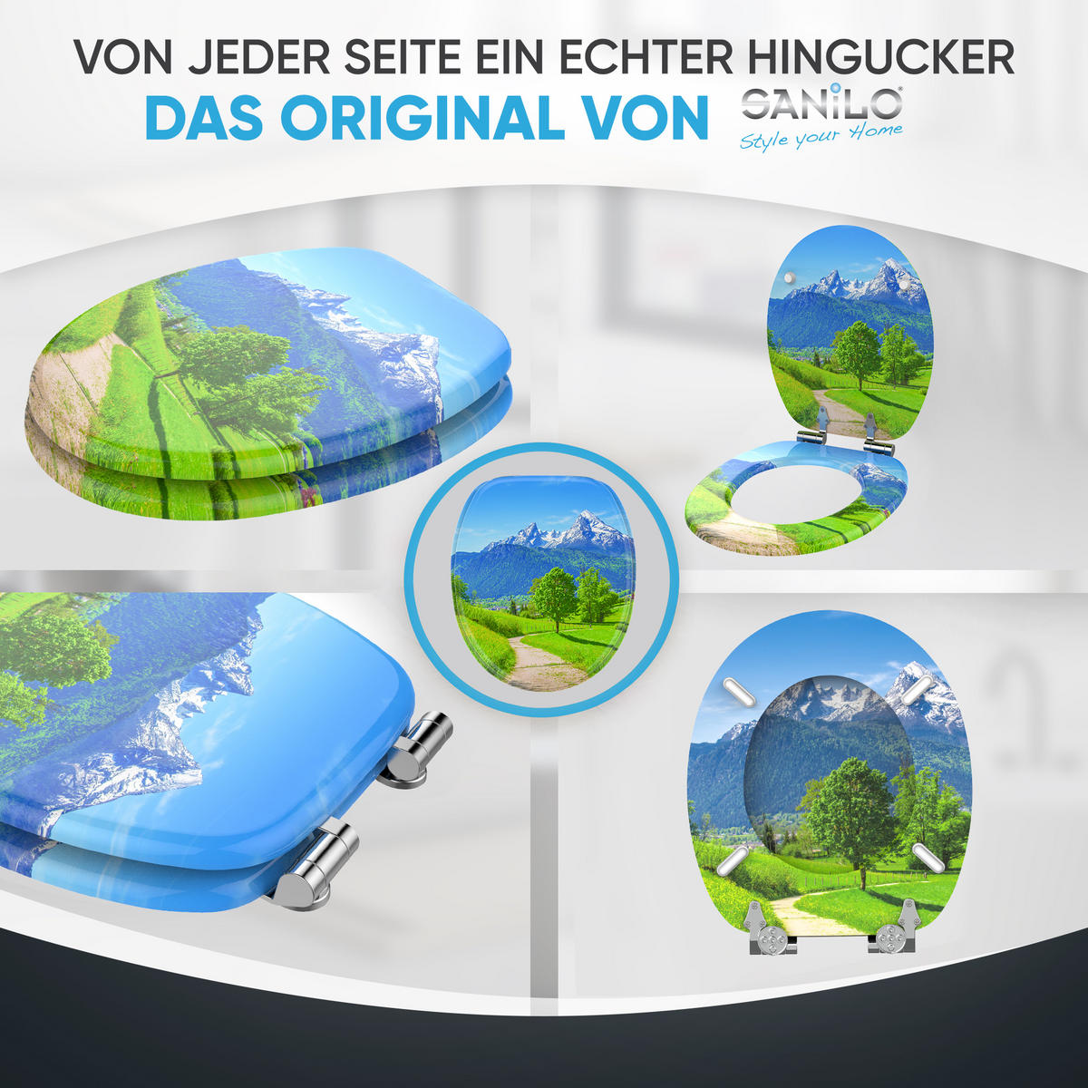 WC-SITZ mit Absenkautomatik Alpen - Grün, Holzwerkstoff (38/6/47cm) - Sanilo