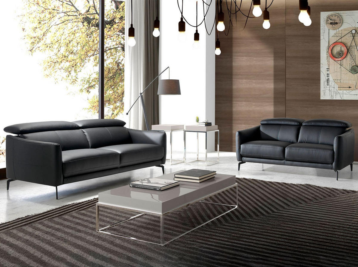 SOFA Schwarzes Ledersofa 3-sitzig 197/100/94 cm - Schwarz, Leder (197/94/100cm) - ANGEL CERDA