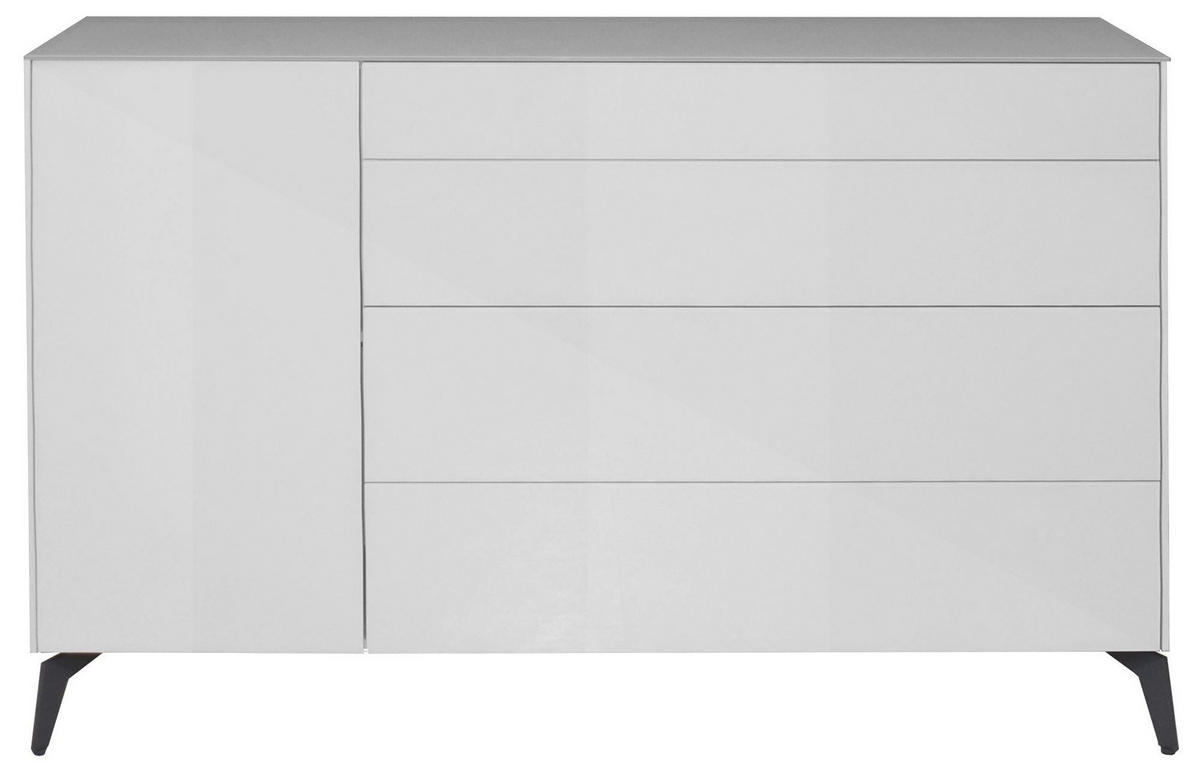 KOMMODE Elfi 169x42x104 Hochglanz Kreidegrau/Glas Kreidegrau - Hellgrau, Holzwerkstoff (169/104/42cm) - 58aufmkessel