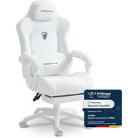 GAMING-STUHL Mikrofaser-Velours & Lendenkissen, Fußstütze 160° Neigbar - Weiß, Leder (70/132/70cm)