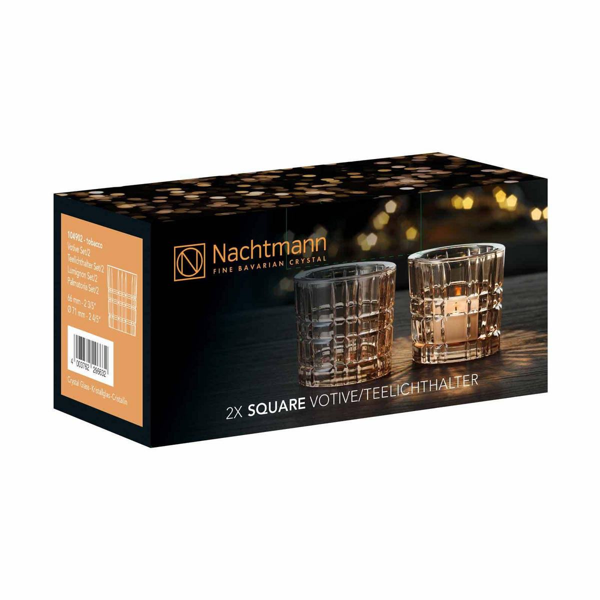 TEELICHTHALTER Square Votives Tobacco ø 7,1 x 6,6 cm 2er Set - Braun, Glas (6.6cm) - Nachtmann