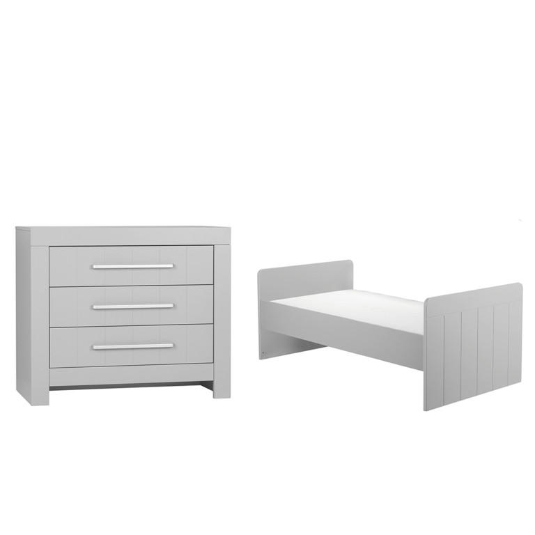 POKOJ PRO MIMINKO 2DÍLNÝ šedá - šedá, kompozitní dřevo (144.5/90/76.6cm) - Petits-meubles