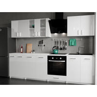 KÜCHENZEILE LECO 280 weiss glanz - Weiß Hochglanz, Holzwerkstoff (280/82/46cm) - roe furniture