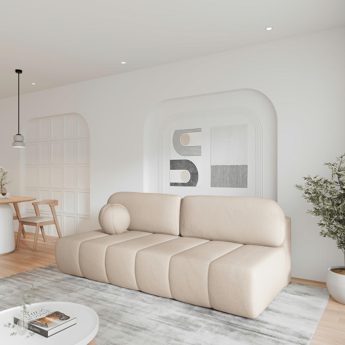 SCHLAFSOFA - Fluffy - Beige (Anthology 3) - Beige, Holz (210/88/104cm) - Möblo