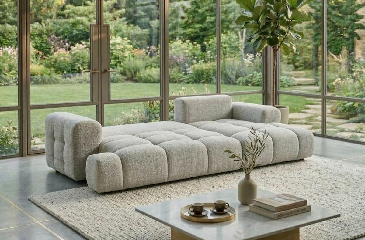 BIG-SOFA Vitton II Beige Rechts - Beige, Textil (260/85/200cm) - B&B Home