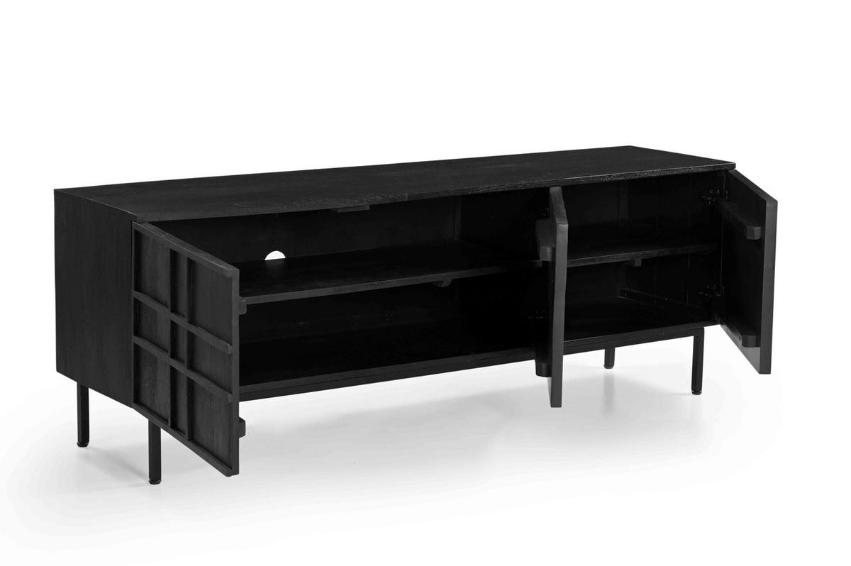 TV-MÖBEL aus Mangoholz 160cm, schwarz - Schwarz, Holz (160/56/40cm) - Giga Meubel
