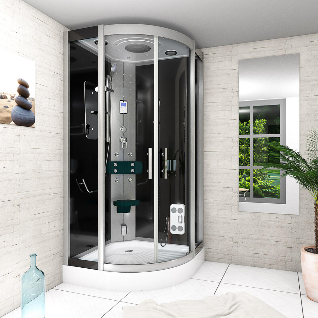 Thumbnail - AcquaVapore by Sandra Jentho Dampfdusche, Schwarz, Glas, Kunststoff, Metall, 80x215x80 cm, CE, Badezimmer, Baden & Dusch...