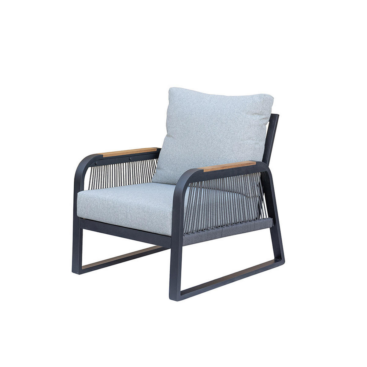 GARTENLOUNGE ALUMINIUM MARABA - Hellgrau - Schwarz, Kunststoff/Metall - Home Deluxe