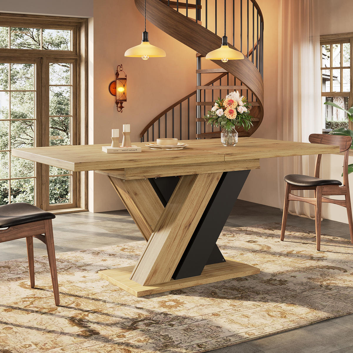 ESSTISCH Teleskop 119-158Cm X Beine Holzfarbe - Schwarz, Holzwerkstoff (80/119/75cm) - FLIEKS
