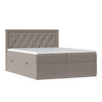 BOXBETT Maestro Taupe 200/200 cm mit Bonellmatratze und Topper - Taupe/Schwarz, Holz/Holzwerkstoff (200/200cm) - Maison de Reve