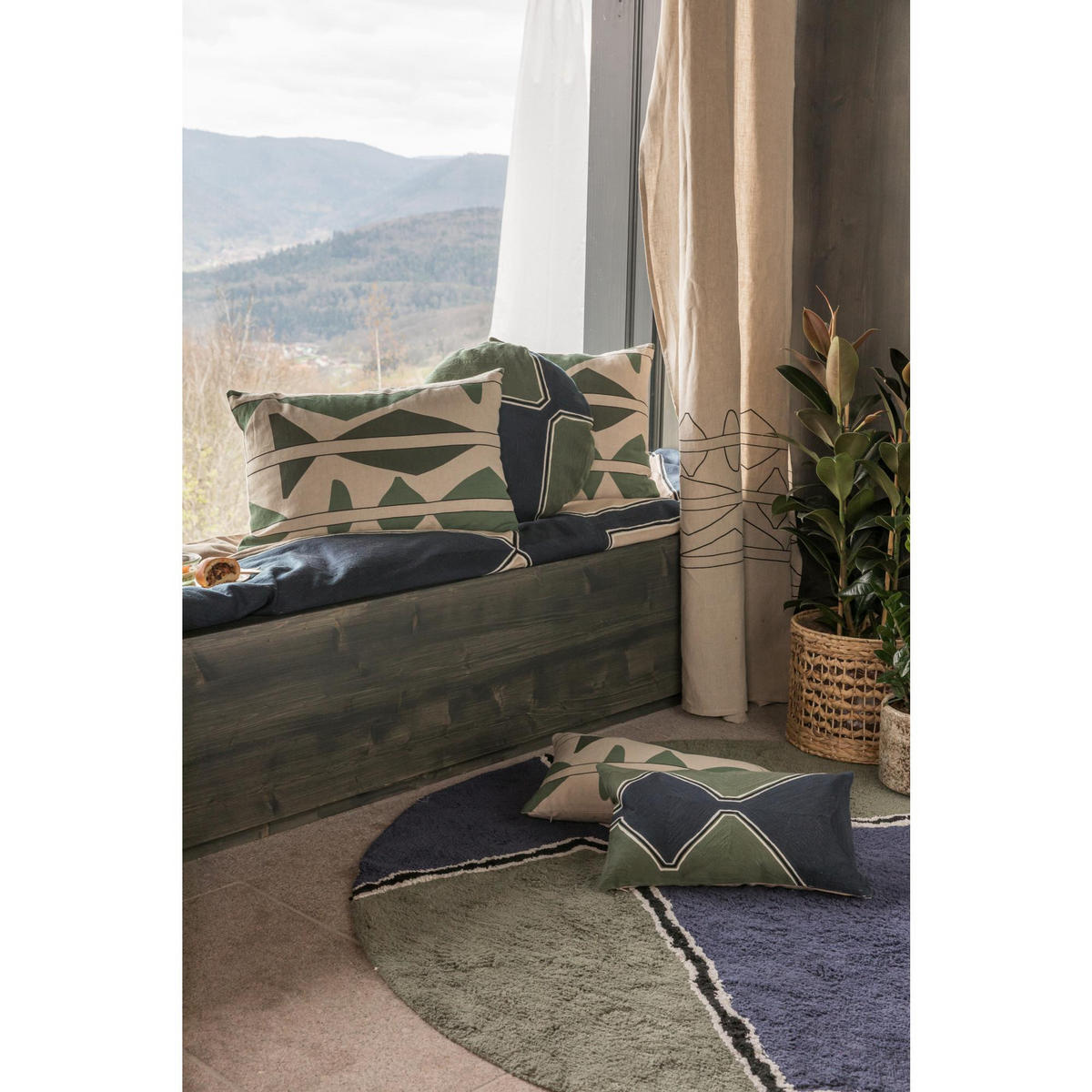 KISSEN Mila thymian diameter 50 cm - Grün, Textil (50/50cm) - Vivaraise
