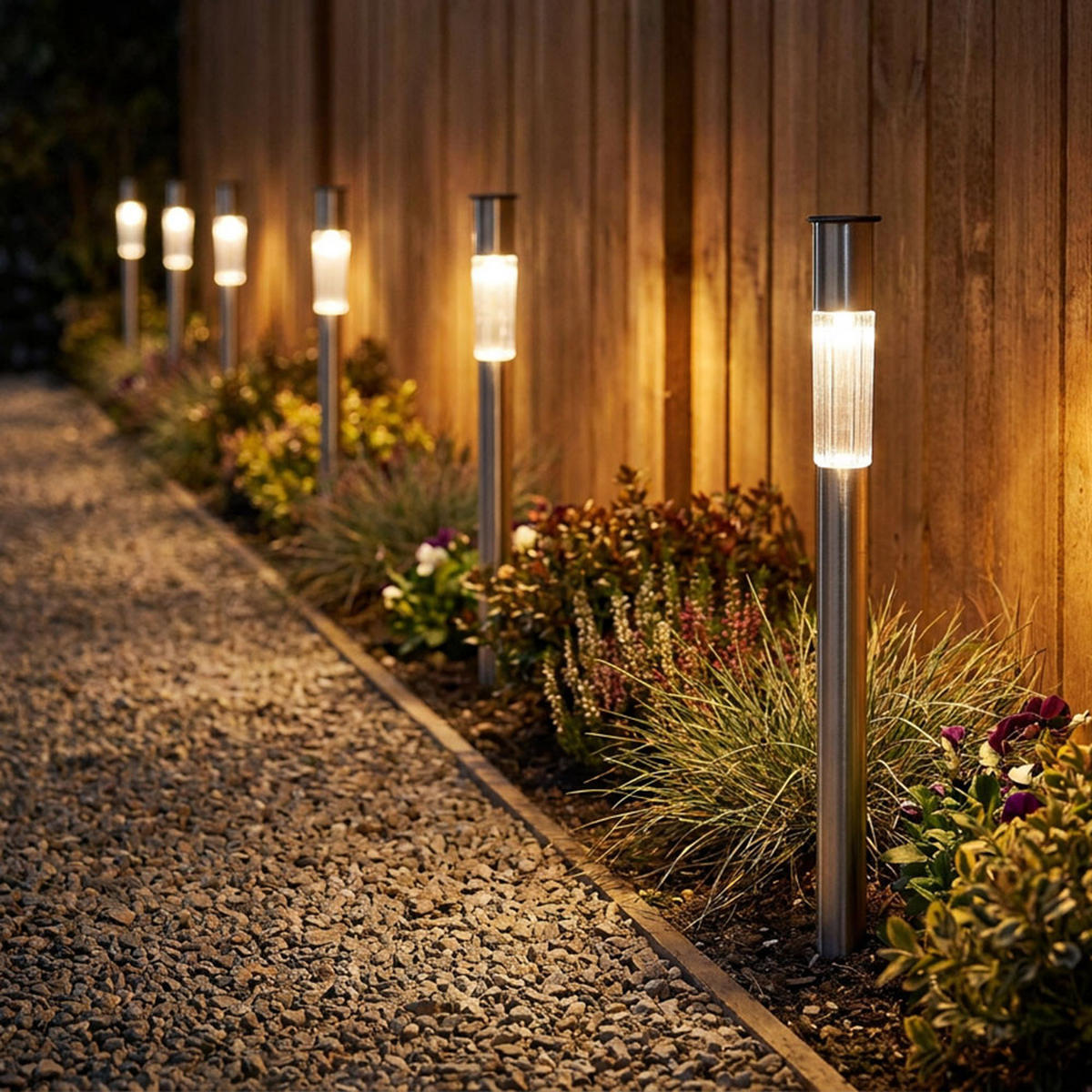 LED AUSSENLEUCHTE Edelstahl Silber 6er Set - Silberfarben, Metall (5/5/70cm) - Globo Lighting