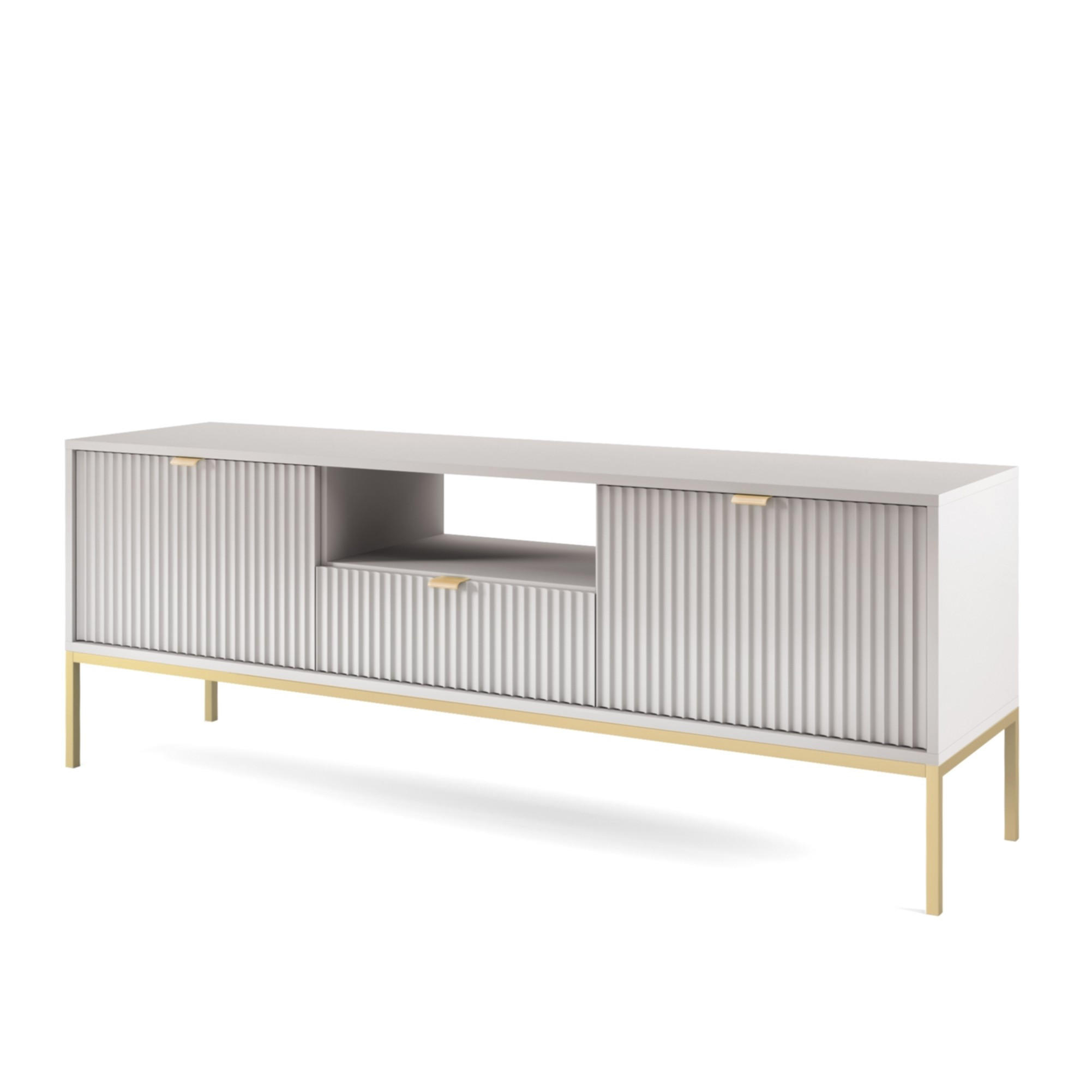 LOWBOARD STELLARE 154x39x56 cm mit 1 Schubladen und 2 Türen Grau - Goldfarben/Grau, Holzwerkstoff (154/56/39cm) - MASSENO