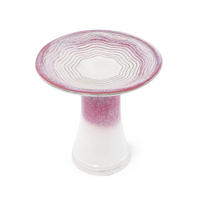 VOGELBAD mit Standfuß, Keramik Ø43/45H cm, Wetterfest, Rosa-Weiß - Pink, Keramik (43/45/43cm) - LVHOM