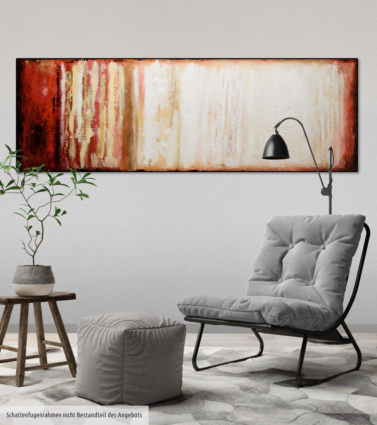ACRYLBILD HANDGEMALT 150/50 cm - Rot/Braun, Holz/Textil (150/50cm) - KUNSTLOFT