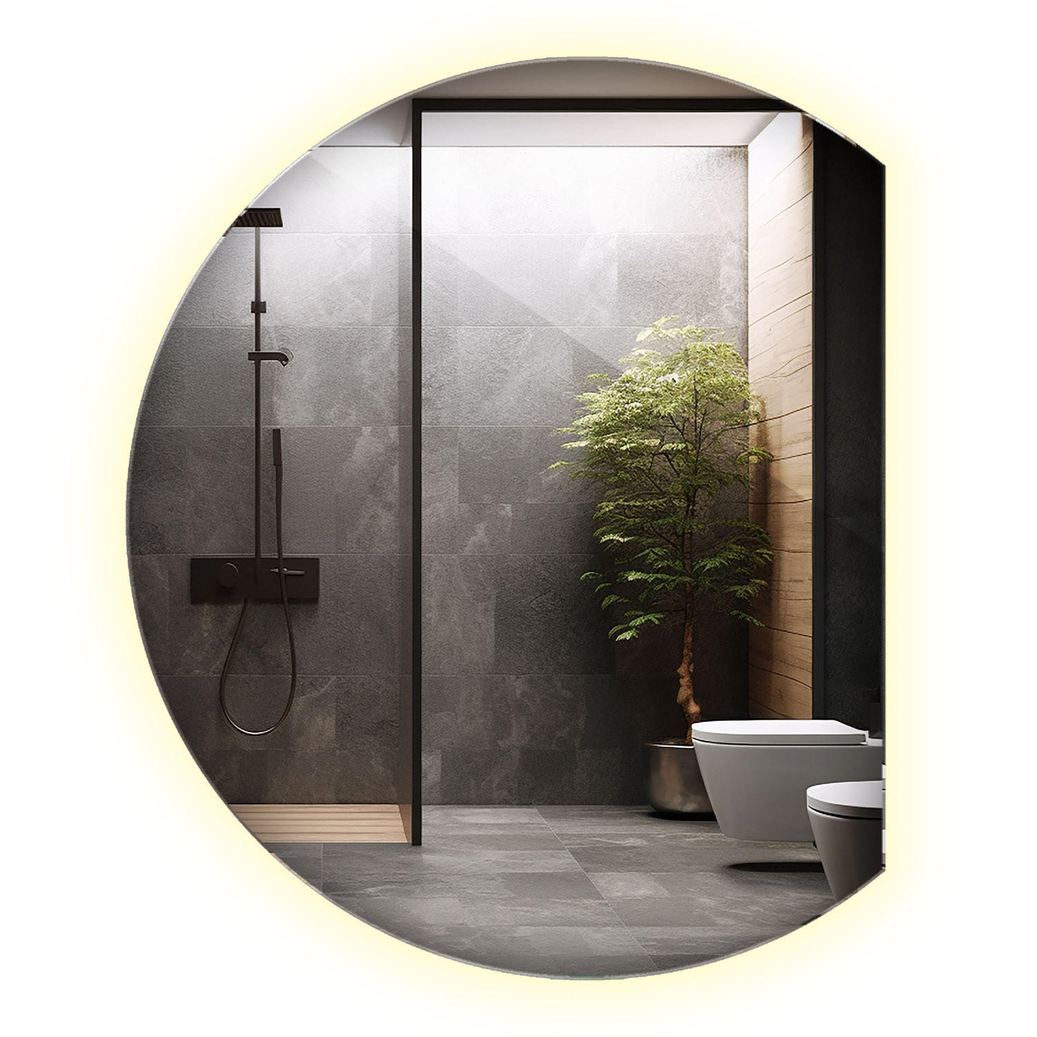 LED SPIEGEL 84 cm x 100 cm Asymmetrische Form Neutralweiß 4000 K - Transparent, Glas (84/100/0.4cm) - Wallfluent