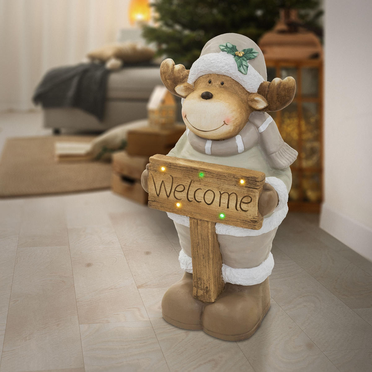 WEIHNACHTSELCH-FIGUR mit LED-Beleuchtung Weihnachtsdeko Innen Rentier 76 cm - Multicolor, Stein (40/76/29cm) - ECD-Germany