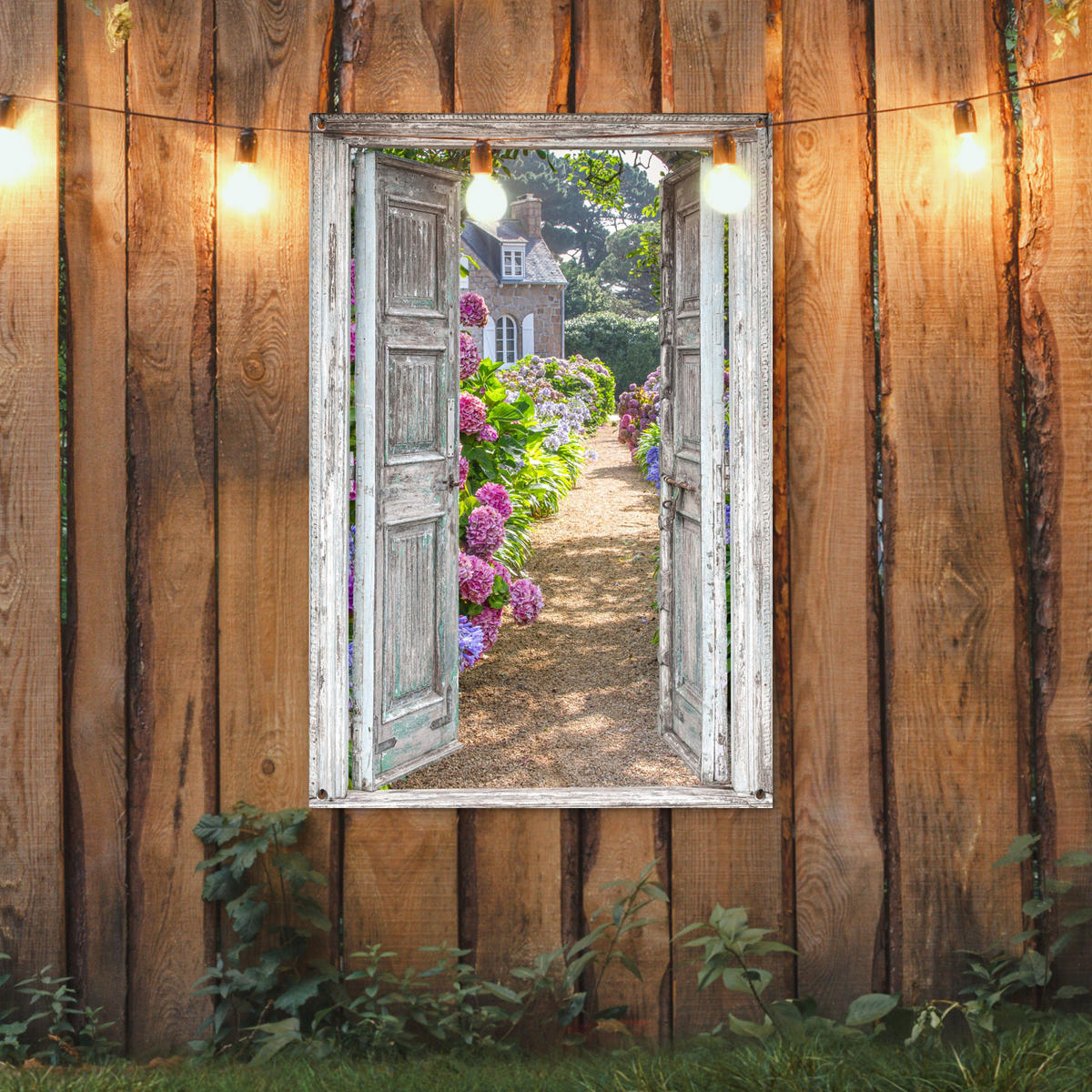 ZAHRADNÍ PLAKÁT Průhledné - Hortenzie - Květiny 80x120 cm - světle šedá, plast (80/120/0.2cm) - OnlyWow