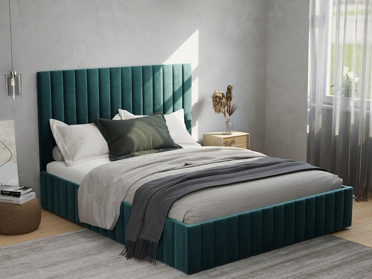 BETT mit Bettkasten - 2 Personen - Samt, Stoff - Taupe - Taupe, Textil (160/200cm) - Vente-Unique