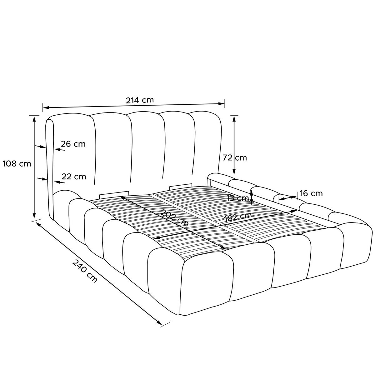 POLSTERBETT MERIDE Chenille, Hellgrau - Hellgrau/Schwarz, Holz/Textil (180/200cm) - KONSIMO®