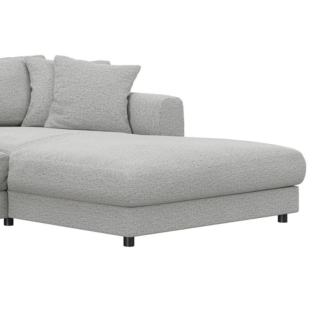 ECKSOFA mit Longchair - Hellgrau/Schwarz, Kunststoff/Textil (286/183cm) - home24