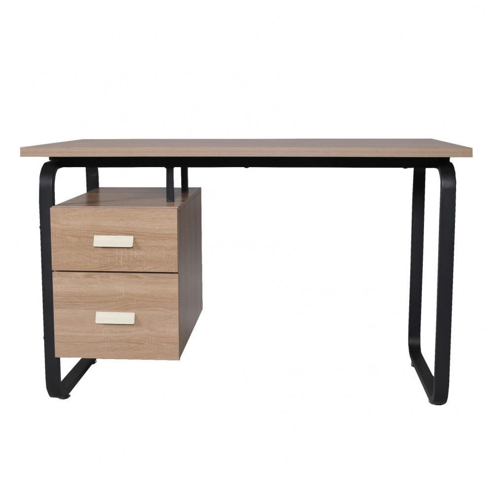 SCHREIBTISCH PEARL mit Schubladen/ Eiche dekor und schwarzes Metall - Schwarz/Sonoma Eiche, Holzwerkstoff/Metall (120/60/76cm) - Weber Industries
