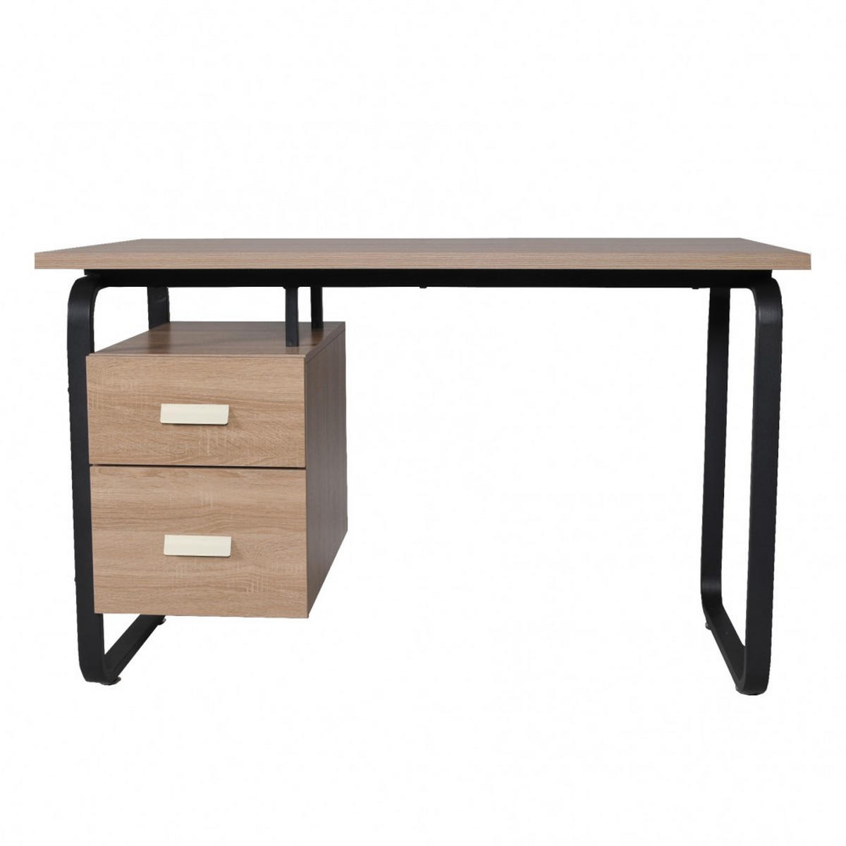 SCHREIBTISCH PEARL mit Schubladen/ Eiche dekor und schwarzes Metall - Schwarz/Sonoma Eiche, Holzwerkstoff/Metall (120/60/76cm) - Weber Industries