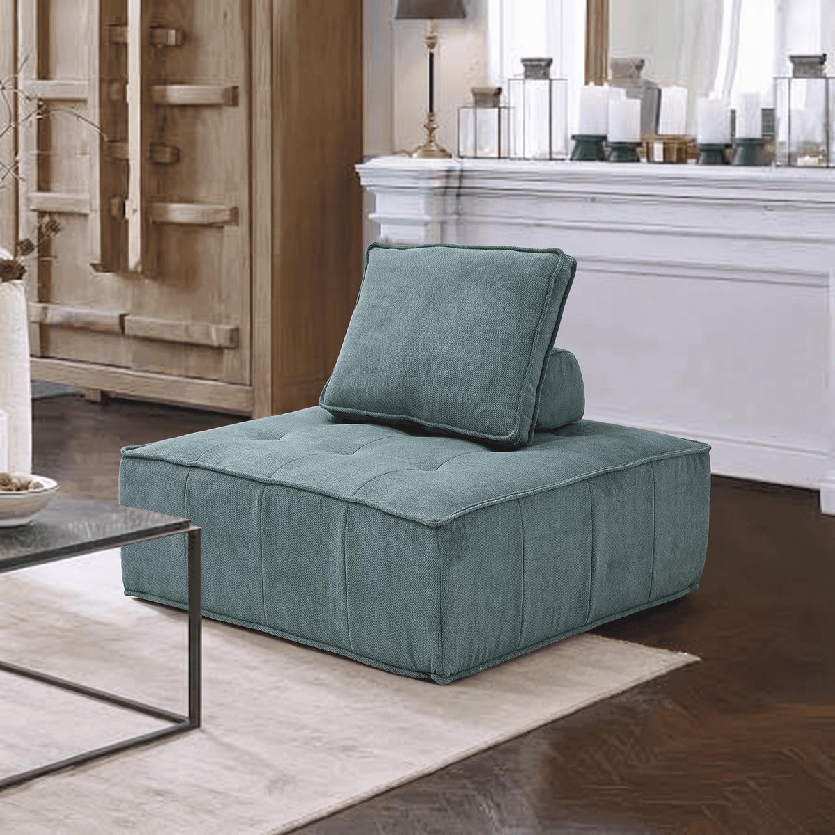 SESSEL Zen Salbei 1-Sitzer - Salbeigrün, Textil (100/75/100cm) - COCO Living