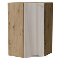 ECKHÄNGESCHRANK Brerra RAL 9001 creme Hochglanz / Eiche Artisan Matt 60 / 60 / 96cm - Creme/Eiche Artisan, Holz/Holzwerkstoff (60/96/60cm) - Feldmann-Wohnen