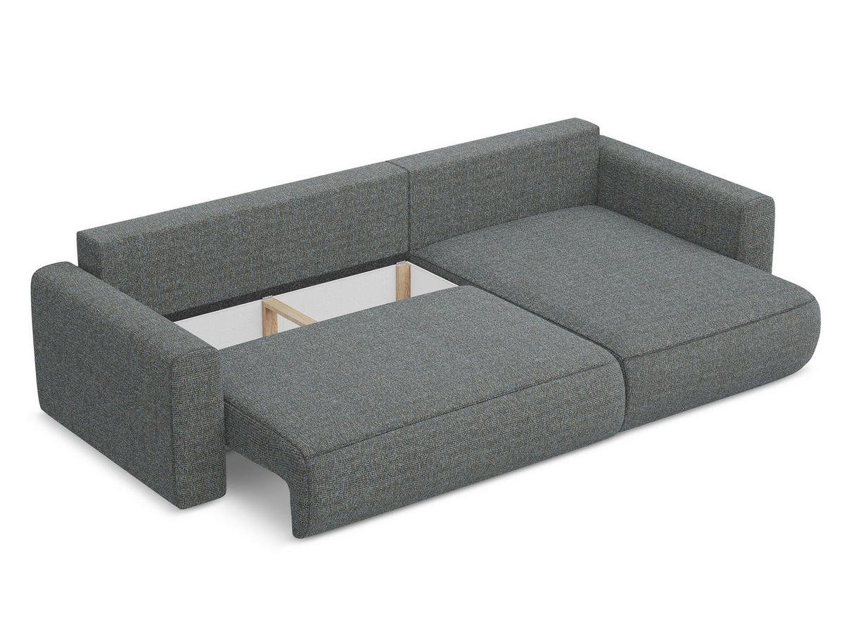 ECKSOFA mit Schlaffunktion Strukturstoff Stoff Grau - Dunkelgrau/Schwarz, Kunststoff/Textil (278/149cm) - Makamii