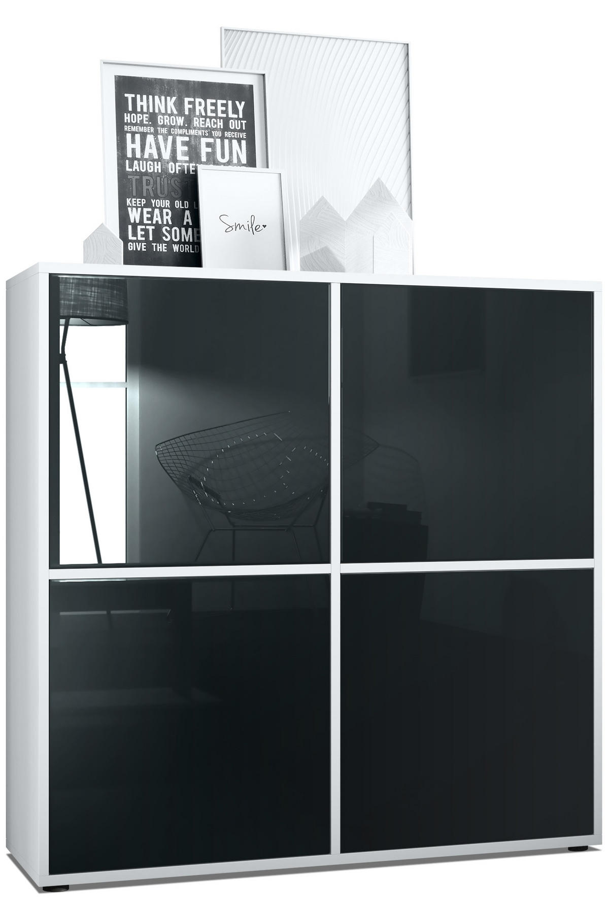 HIGHBOARD Cuba Türen in Schwarz Hochglanz - Schwarz Hochglanz, Holzwerkstoff (104/105.5/35.5cm) - Vladon