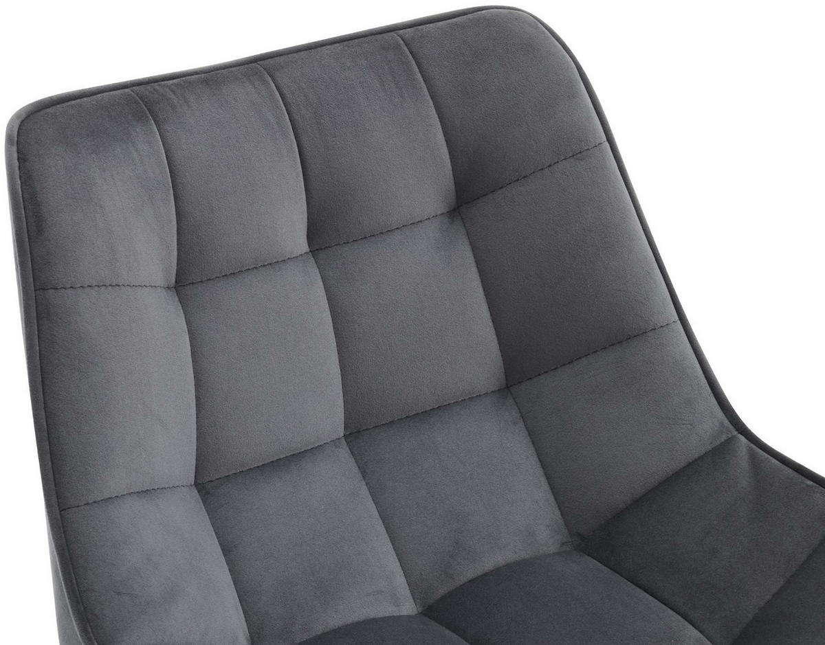 BARHOCKER 2er Set Danton Samt dunkelgrau - Schwarz/Grau, Textil/Metall (47/106/52cm) - TPFLiving