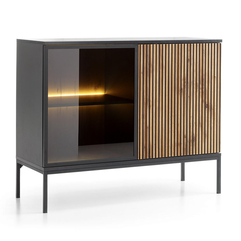 KOMMODE Sibari-160 - Schwarz, Holzwerkstoff (104/83/39cm) - Lomado