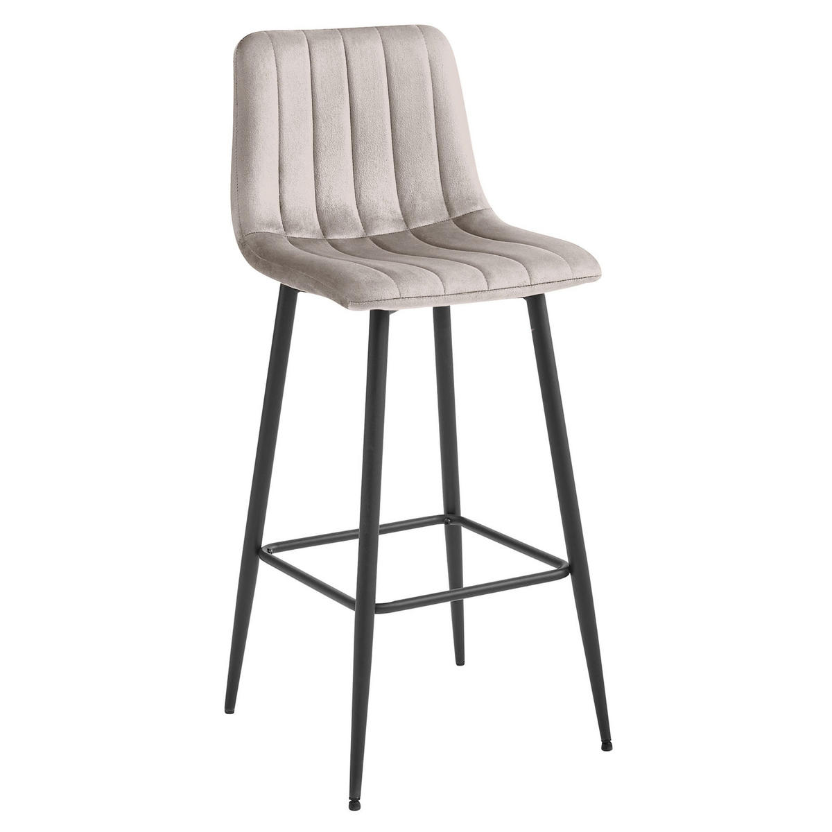 BARHOCKER 2-er Set POZZA dunkelbeiger Sitz, schwarze Basis - Sandfarben/Beige, Textil (43/104/35cm) - Valora