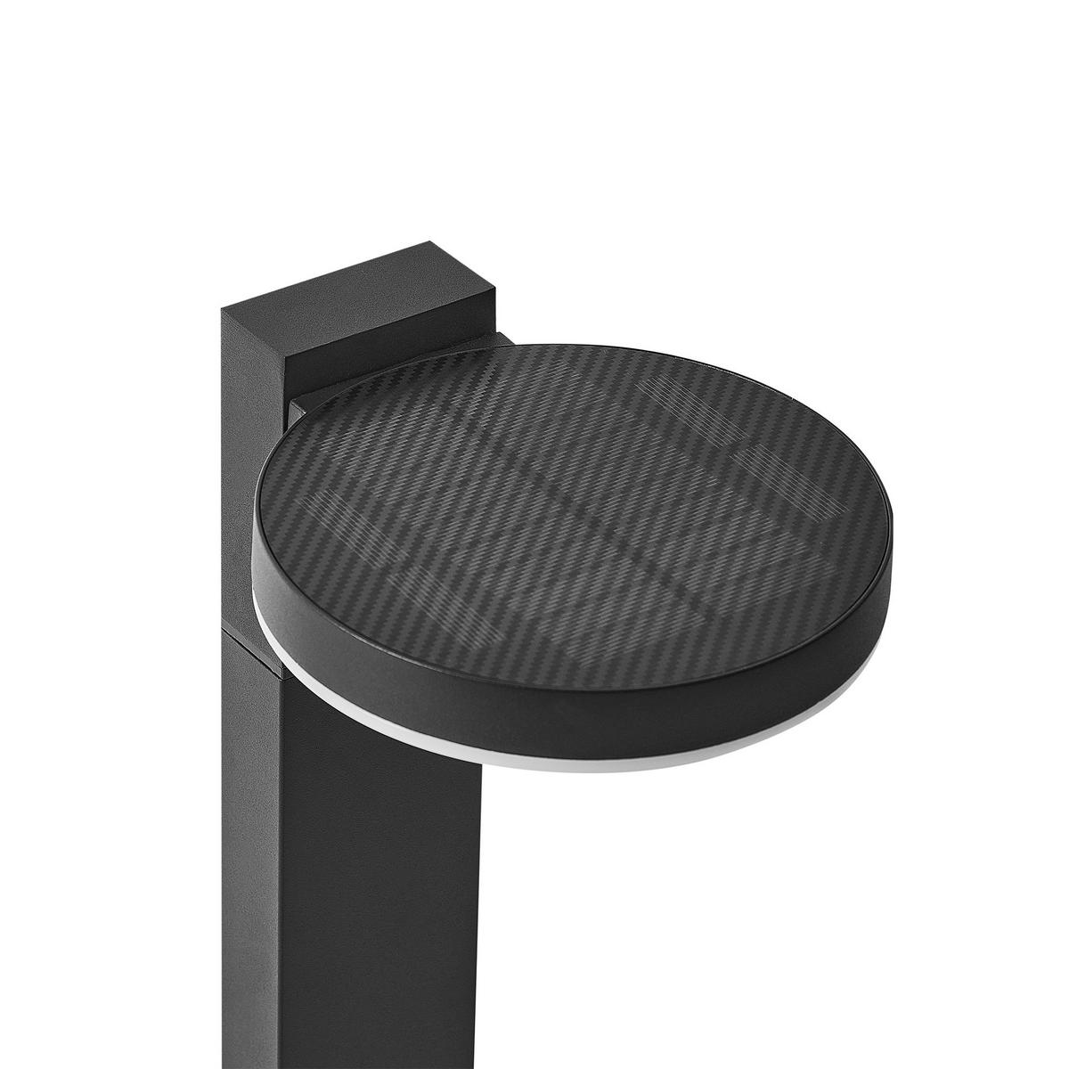 SOLAR-LED-POLLERLEUCHTE Schwarz Parkers - Schwarz, Metall (19/19/50cm) - Beliani