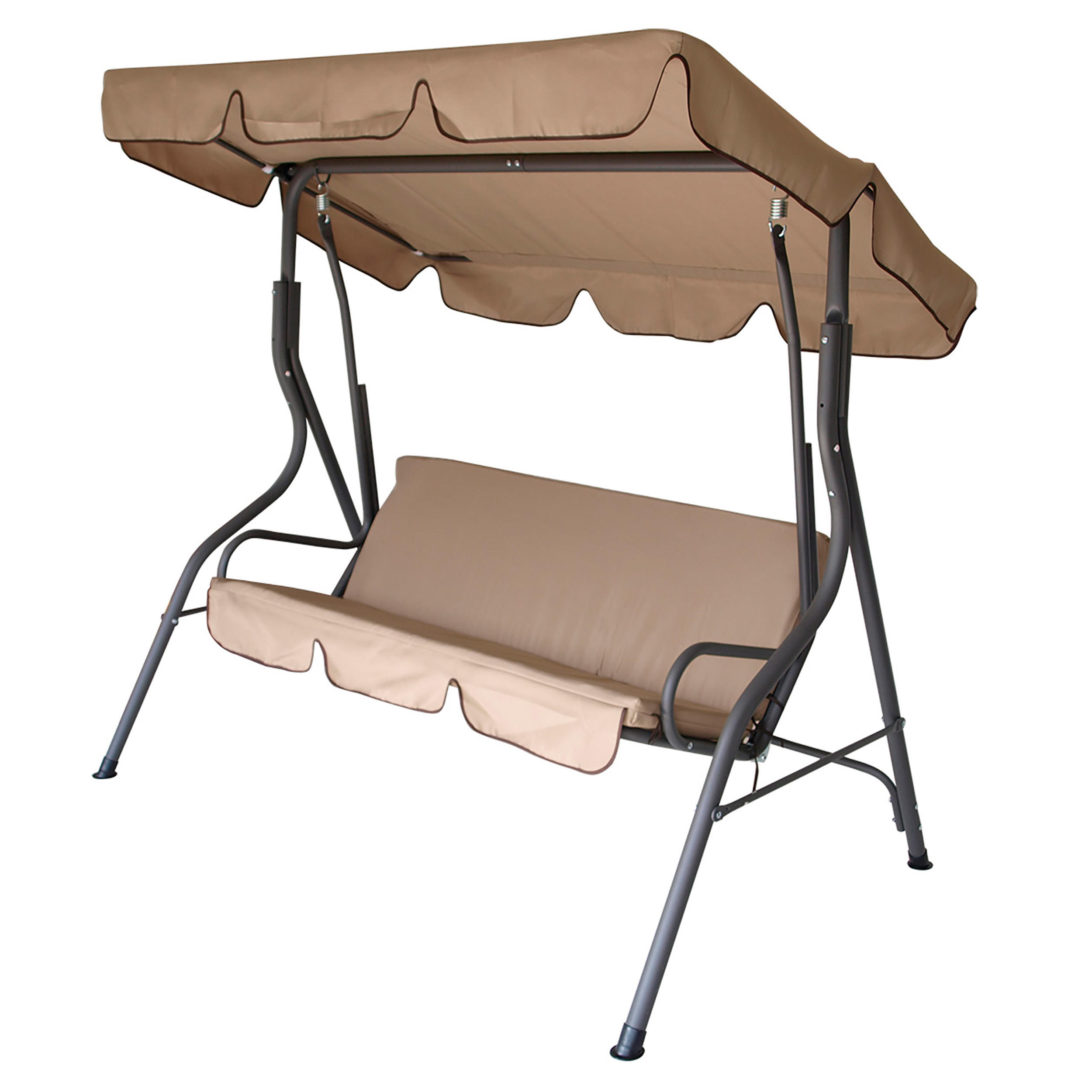 HOLLYWOODSCHAUKEL Florenz, 3-Sitzer, 170 cm, Farbe: creme / grau - Braun, Metall (170/153/110cm) - TPFGarden