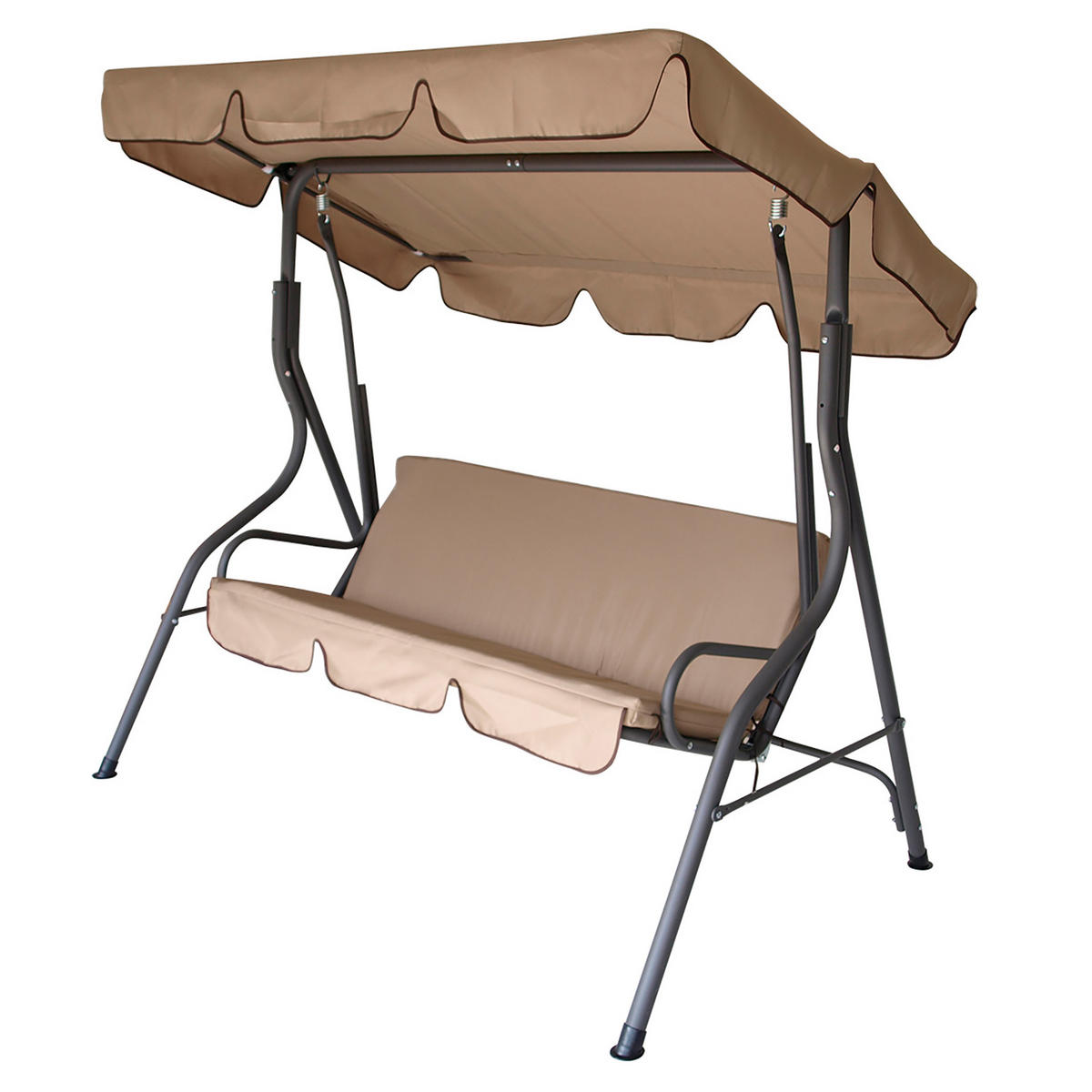HOLLYWOODSCHAUKEL Florenz, 3-Sitzer, 170 cm, Farbe: creme / grau - Braun, Metall (170/153/110cm) - TPFGarden